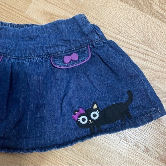 Gymboree Denim Skirt Black Cat Halloween 3T Blue - Picture 3 of 5